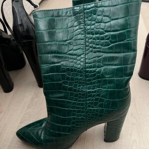 Green Crocodile Print boots